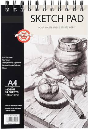 53 Arts A4 Size Sketch Book 24 Sheets, Spiral Bound Art Sketchbook, Acid Free (160gsm) Sketch Pad