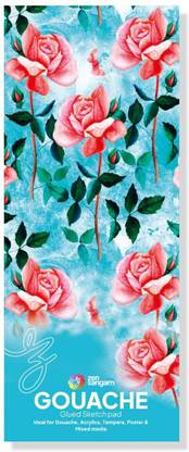 Zen Sangam Express your Mind Artists’ - Bookmark Gouache Glued Sketch Paper Pad - 300 GSM - Cold Pressed - (24 Sheets) - Rough Grain Surface - Size (18x5cm) - Gouache Book Sketch Pad