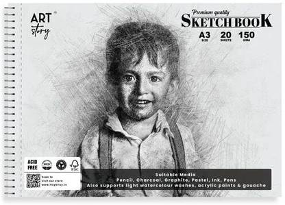 LITTLE BIRDIE Sketch Book Premium Quality A3 Wire O Binding 150gsm 20Sheets Sketch Pad