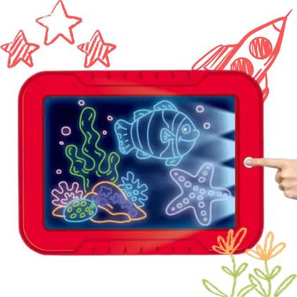 TRU TOYS Glow in The Dark Magic Sketchpad LED Erasable Drawing Board with Neon Pens Sketch Pad