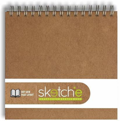 ANUPAM Sketch-E Sketchbook Hard Cover Wireo Plain & Dot-Grid On One Side Squared 140GSM Sketch Pad