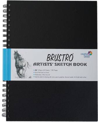 BRuSTRO Artists' Sketch Book Wiro Bound A4 - 160 GSM , 120 pages Acid free Sketch Pad