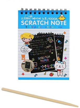 KRYTONE A5 Rainbow Art Scratch Paper Book Sheets with Stylus Pack of 1 Pcs Sketch Pad