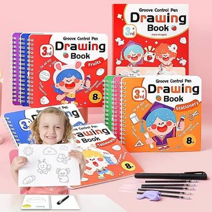 Super Toy Magic Reusable Art Craft Drawing Book for Kids for Toddlers with 4 Refills Sketch Pad