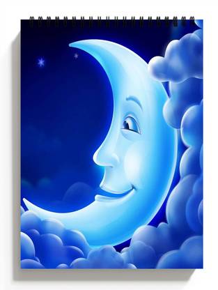PRINTHUBS A3 Moon Sketchbook for Artists, Students & Kids Drawing Copy 100 Pages S92 Sketch Pad