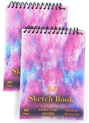 KRASHTIC A5 Sketch Book Combo OF 2 For Drawing and Painting 150 GSM Paper Size 20x15cm Sketch Pad