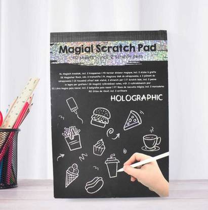 Ludrok Magical Scratch Art Pad 2 Stylus Pens) Sketch Pad