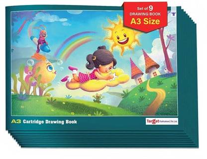 Target Publications Drawing Book for Artists, Kids | A3 Sketch Book 42 x 29.7 cm 34 Pages | Set of 9 Sketch Pad