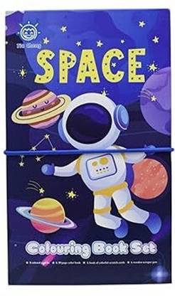 Ludrok Colouring and Scratch Book with 8 Colour Pencils Sketch Pad