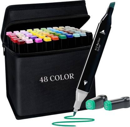 ARYANS ENTERPRISE Dual Tip Art Markers-48 AR225 48 PCS Bullet and Calligraphy Alcohol Ink Marker Nib Sketch Pens