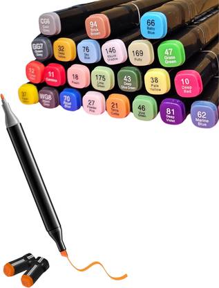 CARINSTA Dual Tip Art Markers-24 CI123 24 PCS Bullet and Calligraphy Alcohol Ink Marker Nib Sketch Pens