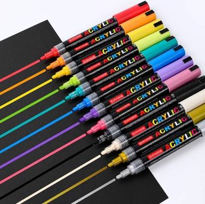radhey preet Acrylic Glass Paint Marker Set, 4mm Nib, RP1094 4mm Nib Sketch Pens