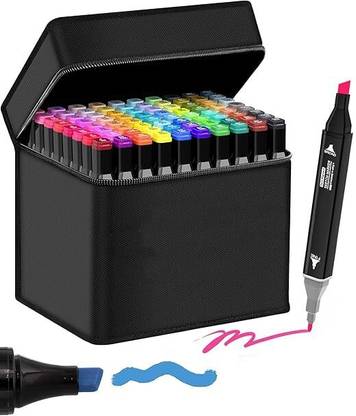 DINEDUST Dual Tip Art Markers Sketching Head Marker Pens for Kids Adult 48 Colours