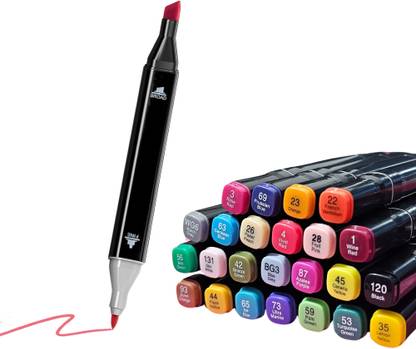 KOTHIA Dual Tip Art Markers-24 K 105 24 PCS Bullet and Calligraphy Alcohol Ink Marker Nib Sketch Pens
