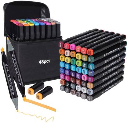 3D METRO SUPER STORE Marker Pen 48 PCS Drawing set Nib Sketch Pens
