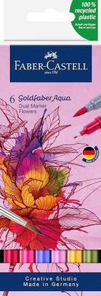 FABER-CASTELL GoldFaber Flowers Aqua Dual-Tip Marker 1-5mm Wide Brush Nib Sketch Pens