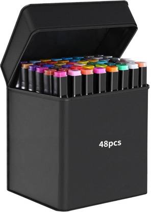ARYANS ENTERPRISE Dual Tip Art Markers-48 AR877 48 PCS Bullet and Calligraphy Alcohol Ink Marker Nib Sketch Pens