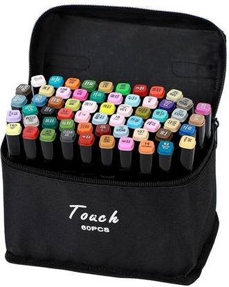 URSHIGAR 60Pcs Color Dual Tip Art Markers Set Brush & Chisel Sketch Marker ART Nib Nib Sketch Pens