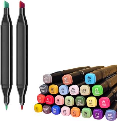 KOTHIA Dual Tip Art Markers-24 K 416 24 PCS Bullet and Calligraphy Alcohol Ink Marker Nib Sketch Pens