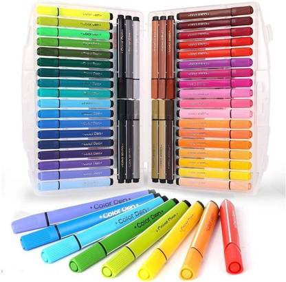 Pulsbery Art Markers Colour Sketch Pens - 48 Set Washable Watercolor Pens Set Nib Sketch Pens  with Washable Ink