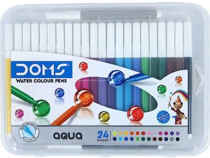 DOMS Aqua Colour 24 Anti-Drying Design , Superfine Nib , Durable 2.5mm fiber tip Nib Sketch Pens