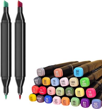 KOTHIA Dual Tip Art Markers-24 K 847 24 PCS Bullet and Calligraphy Alcohol Ink Marker Nib Sketch Pens