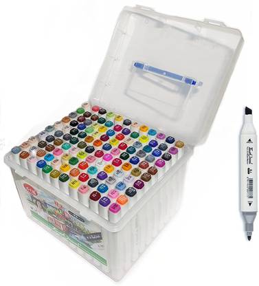 Definite Touch Cool Dual-tip Colorful Alcoholic Art Professional Markers with Dual Nib - Normal Round & Slanting Chisel Nib Sketch Pens