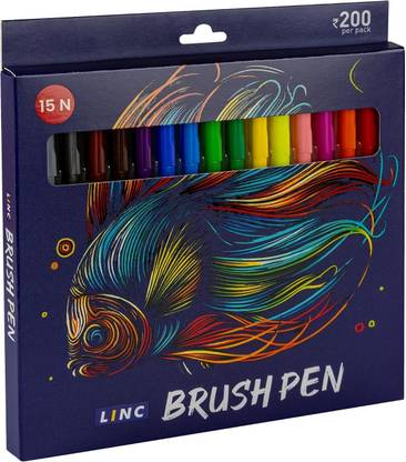 Linc Brush Marker Pen | Non Toxic & Smooth Brush, Soft Nib Sketch Pens