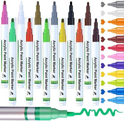 Super Toy Shades Acrylic Paint Marker Set Water-Based Pens for Canvas, Glass, Wood Fabric