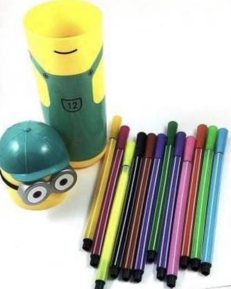 ABSQUAR Green color minion box , pack of 1 (12 Sketch Pens) Synthetic Nib Sketch Pen