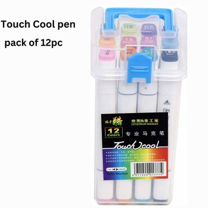 Ease Pack of 12 pc Touch Cool Pens/sketch pens/gift set/Art supplies/pens chisel tip Nib Sketch Pen
