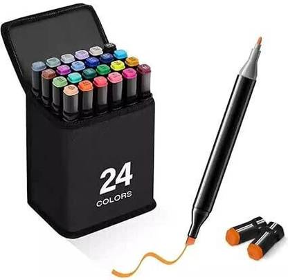BhumikS Marker Pen 24 PCS Drawing set Nib Sketch Pens (Set of 1, Multicolor) SUPER FINE & MARKER Nib Sketch Pen