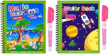 ibox Reusable Magic Water Quick Dry Kids Coloring Book with Magic Pen for Kids Nib Sketch Pens  with Washable Ink