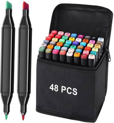 VOXEL Dual Tip Art Markers-48 V728 48 PCS Bullet and Calligraphy Alcohol Ink Marker Nib Sketch Pens