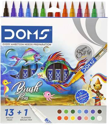 DOMS DOMS Anjali Enterprise Brush Pen For Kids Brush Tip Nib Sketch Pens