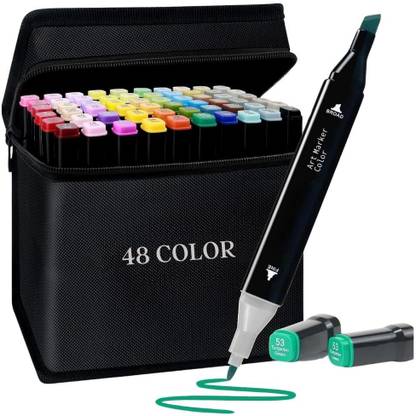CARINSTA Dual Tip Art Markers-48 CI024 48 PCS Bullet and Calligraphy Alcohol Ink Marker Nib Sketch Pens