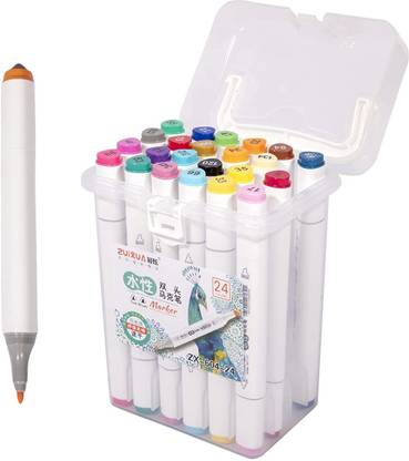 QUICKNEED Double Sided Art Marker Pens For Drawing Peacockey Dual Tip Nib Sketch Pens  with Washable Ink