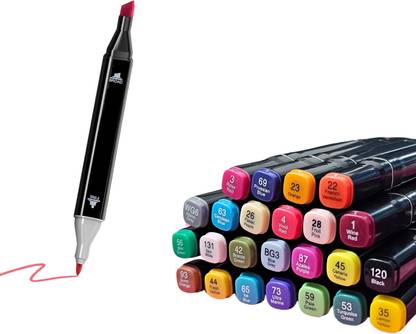 KOTHIA Dual Tip Art Markers-24 K 178 24 PCS Bullet and Calligraphy Alcohol Ink Marker Nib Sketch Pens