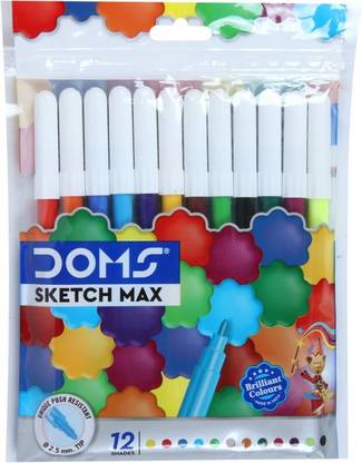 DOMS Sketch Max Non-Toxic Water Colour Round Nib Sketch Pens