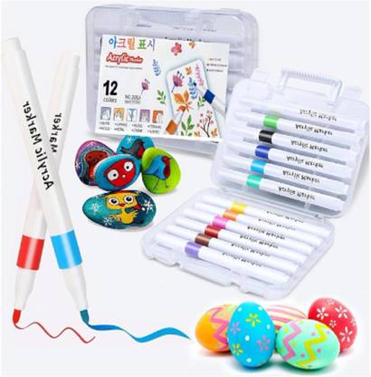 SSAppliances Acrylic Markers Acrylic Paint Pens Set Non Toxic Suitable for Wood, Canvas, Stone, Rock Painting, Glass, Ceramic Nib Sketch Pens  with Washable Ink