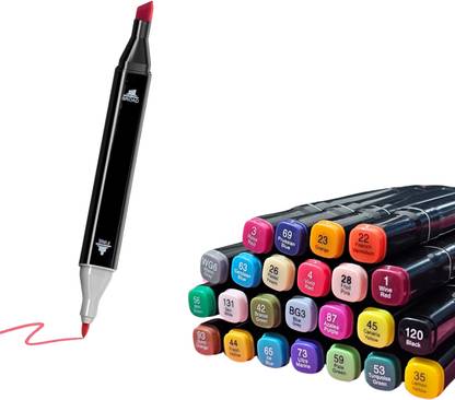 KOTHIA Dual Tip Art Markers-24 K 377 24 PCS Bullet and Calligraphy Alcohol Ink Marker Nib Sketch Pens