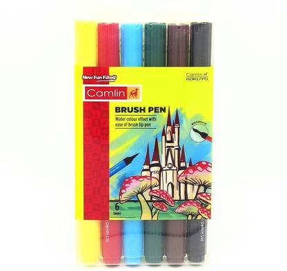 Camel Brush Pen 6 Shades Pack of 1 Assorted Nib Sketch Pen