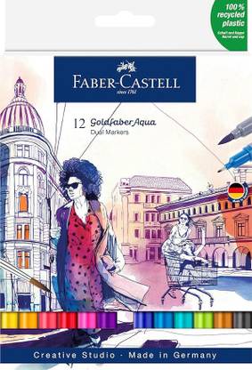 FABER-CASTELL GoldFaber Aqua Dual-Tip Marker 1-5mm Wide Brush Nib Sketch Pens