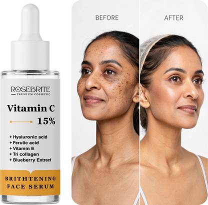 RoseBrite UV Protection Serum – Vitamin C + Ferulic Acid + Vitamin E + Hyaluronic Acid Blend to Defend Skin & Reveal a Glowing Complexion