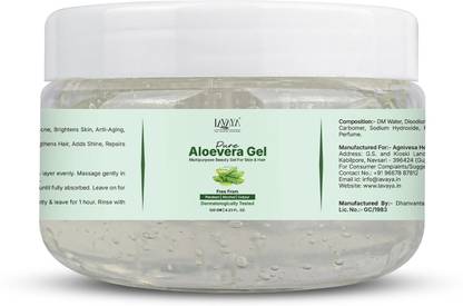 Lavaya Pure Aloe Vera Skin Gel 120g For Face & Hair Hydrating, Moisturizing, Smoothing Skin Multipurpose Gel