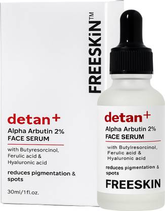 Free Skin De-Tan Face Serum with 2% Alpha Arbutin, Butylresorcinol, Ferulic Acid & Hyaluronic Acid | Targets Pigmentation, Dark Spots & Sun Tan | Brightens, Evens Skin Tone & Hydrates | For All Skin Types