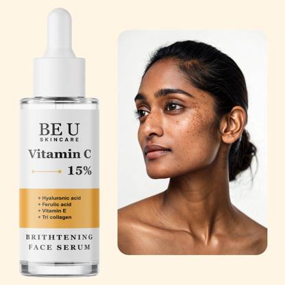 Be U Vitamin C Serum to Refine Texture – Includes Hyaluronic Acid, Ferulic Acid, Vitamin E for Soft, Supple Skin