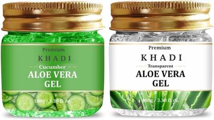 Premium Khadi Combo- Aloevera transparent Gel & Aloevera Cucumber Gel For Skin & Hair