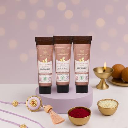 Areoveda Stretch Mark Cream | Visible Results in 28 Days | Works On Old & New Marks | Lab Tested, Ecocert Certified, & EWG Verified (Pack of 3)