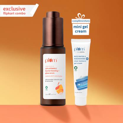 Plum Calendula & 10% Vitamin C Glow Boosting Serum (30ml) + Niacinamide Gel Creme (15g) Duo